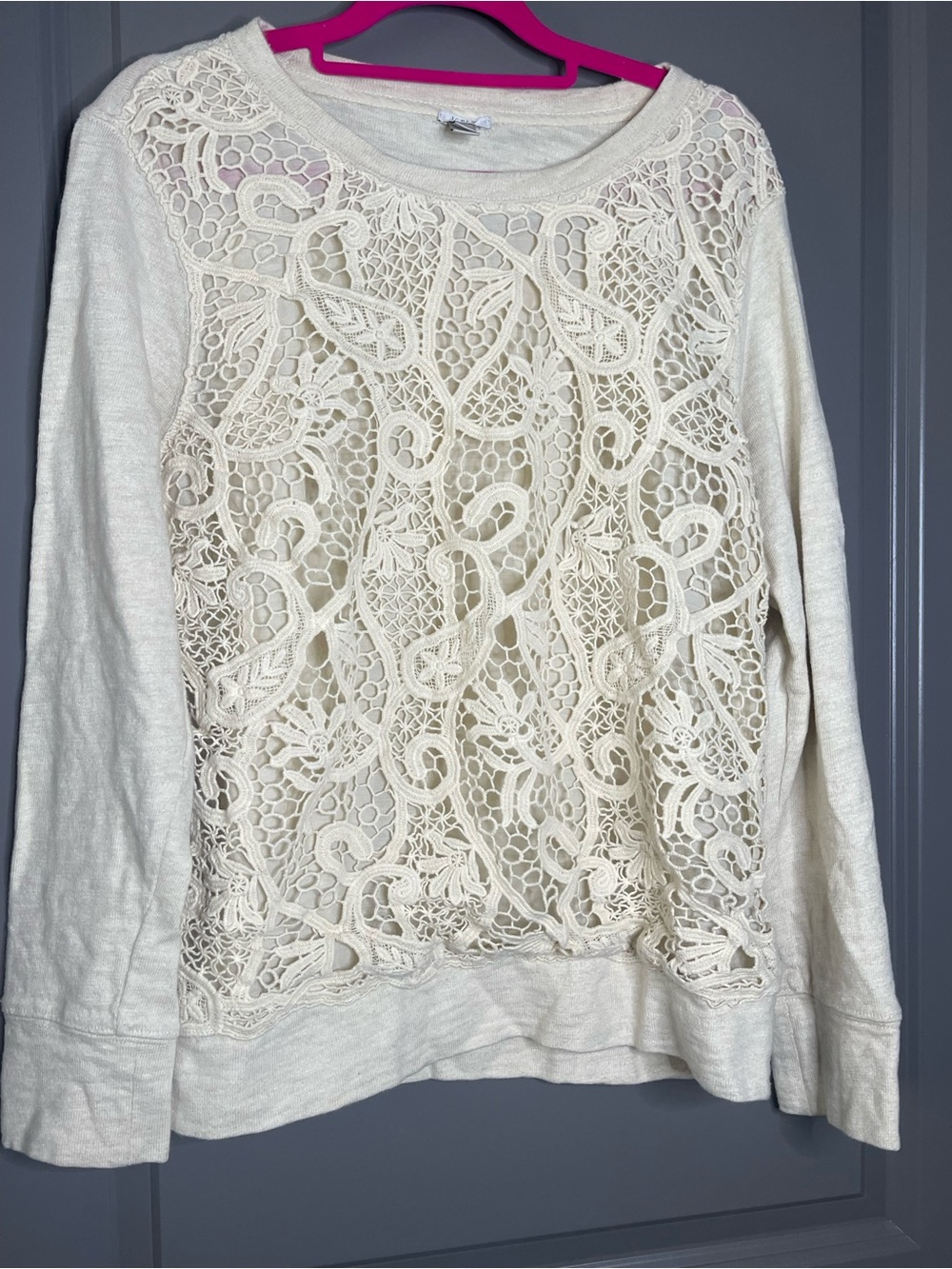 J. Crew Cream Crochet Front Sweatshirt